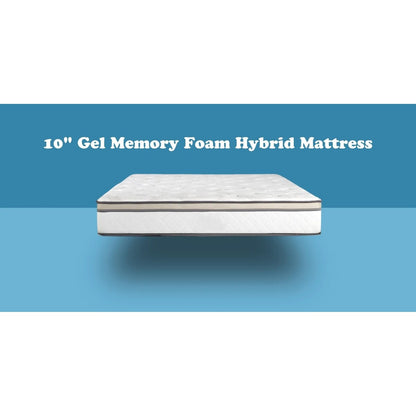 Queen Size- 10 Majestic Medium Pillow-Top Cool Gel Memory Edge Support Pocket Spring Hybrid Mattress