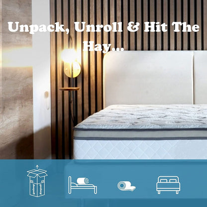 Queen Size- 10 Majestic Medium Pillow-Top Cool Gel Memory Edge Support Pocket Spring Hybrid Mattress