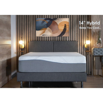 Queen Size- 14 Medium Cooling Gel Memory Edge Support Pocket Spring Removable Cover Hybrid Mattress