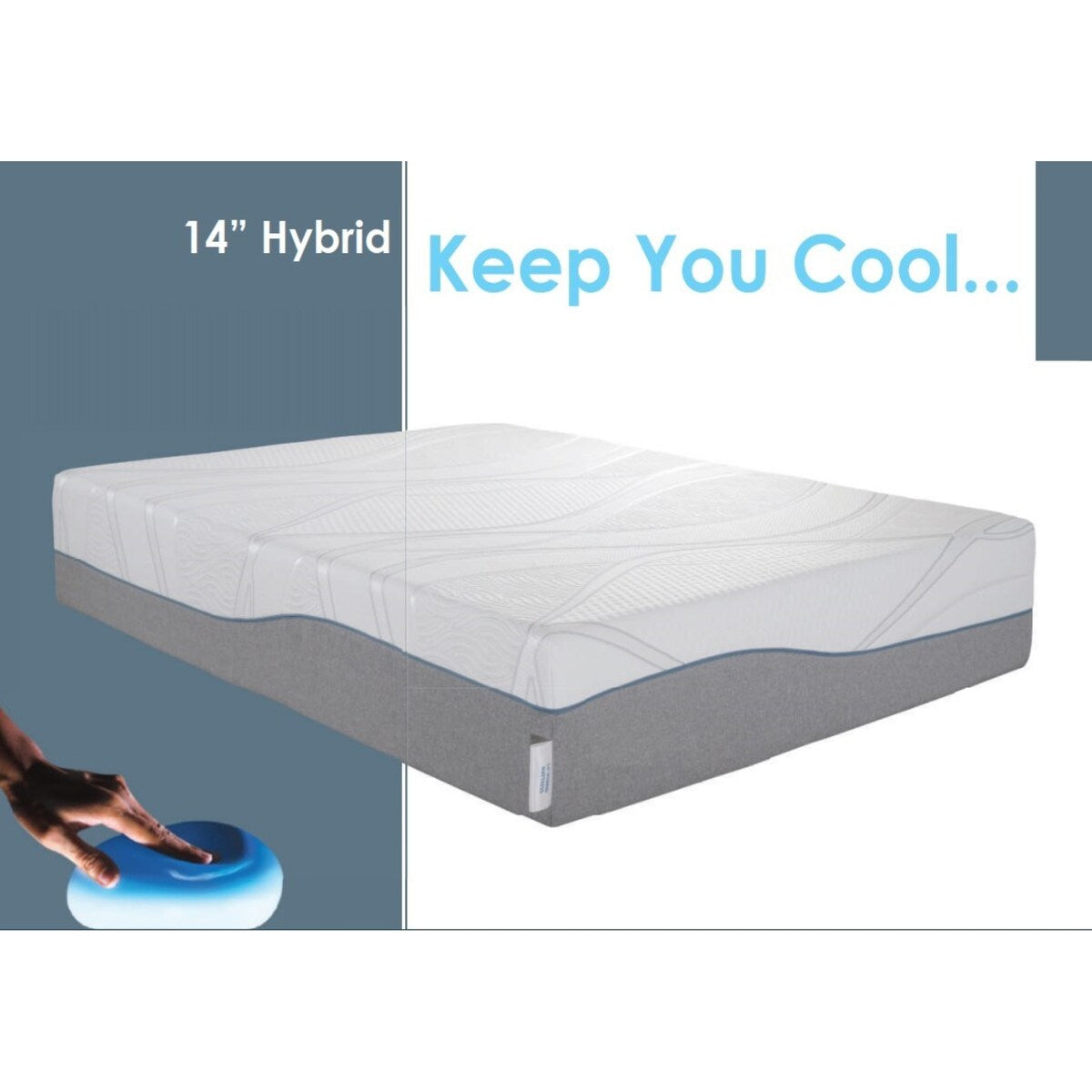 Queen Size- Kruger 14 Medium Cooling Gel Memory Edge Support Pocket Spring Removable Cover Hybrid Mattress