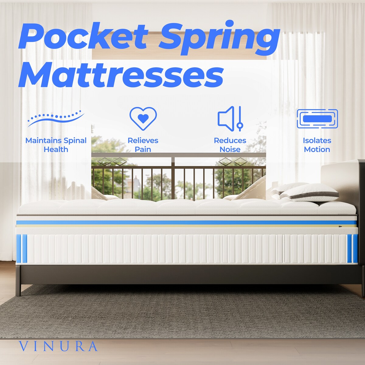 Queen Size Mattress with Cooling Gel - Memory Foam 12 Inch