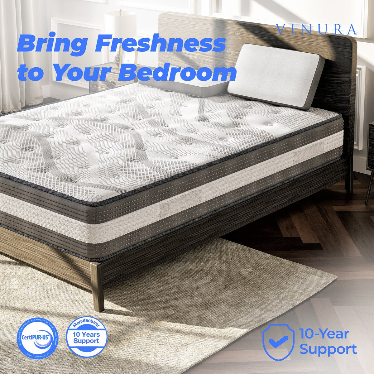 Queen Size Mattress with White Fabric - Memory Foam 12 Inch
