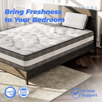 Queen Size Mattress with White Fabric - Memory Foam 12 Inch