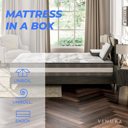 Queen Size Mattress with White Fabric - Memory Foam 12 Inch