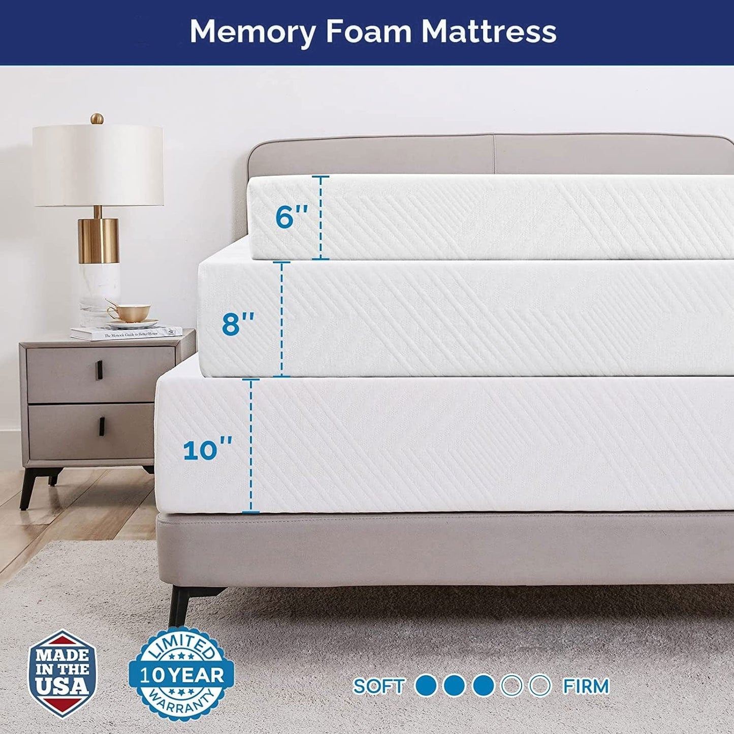 Queen mattress 12 Inch Gel Memory Foam Mattress Medium Feel-Hypoallergenic Breathable Cover mattress in a box