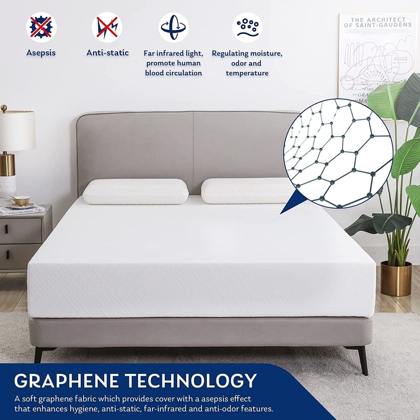 Queen mattress 12 Inch Gel Memory Foam Mattress Medium Feel-Hypoallergenic Breathable Cover mattress in a box