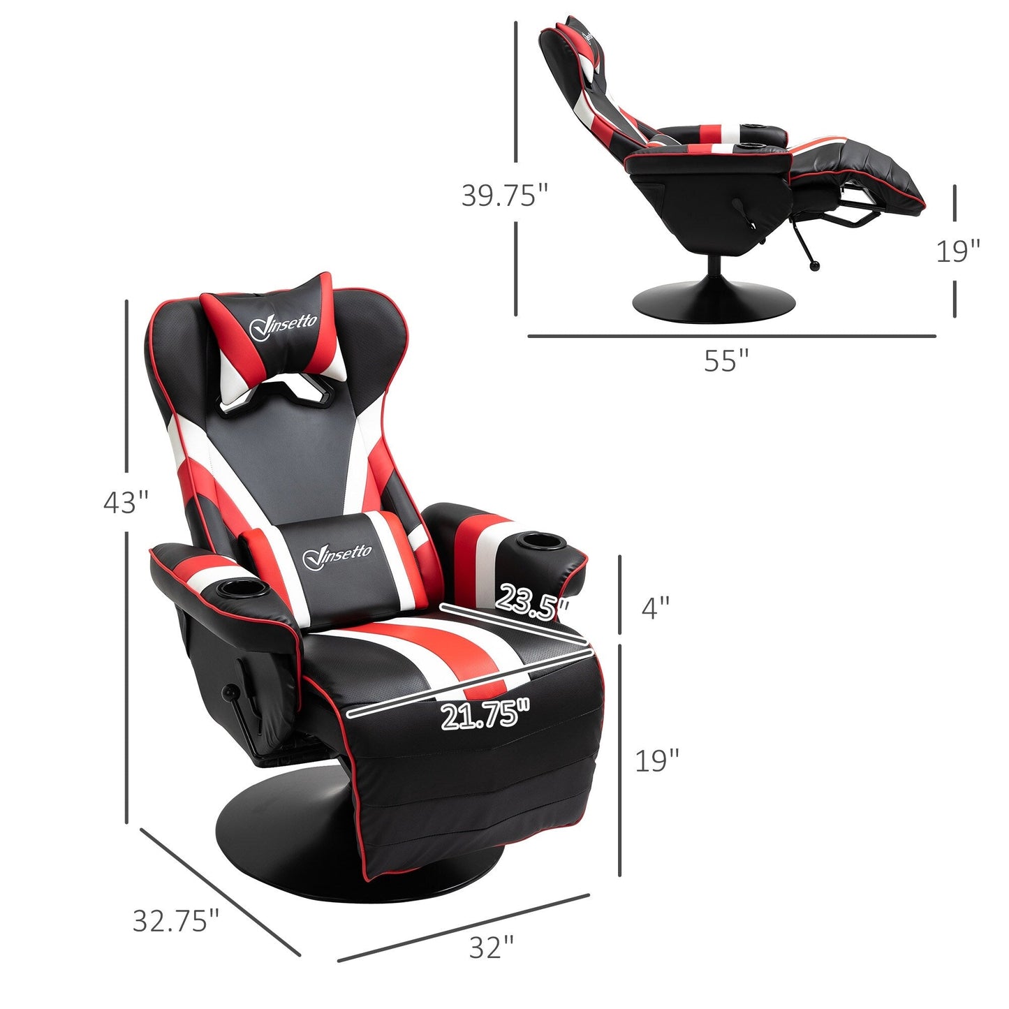 Racing Style Computer Recliner with Lumbar Support