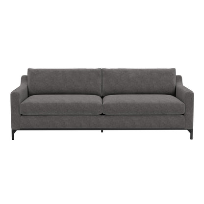 Raed Sofa, 2 Lumbar Pillows, 89 Inch, Solid Wood, Black, Gray Polyester