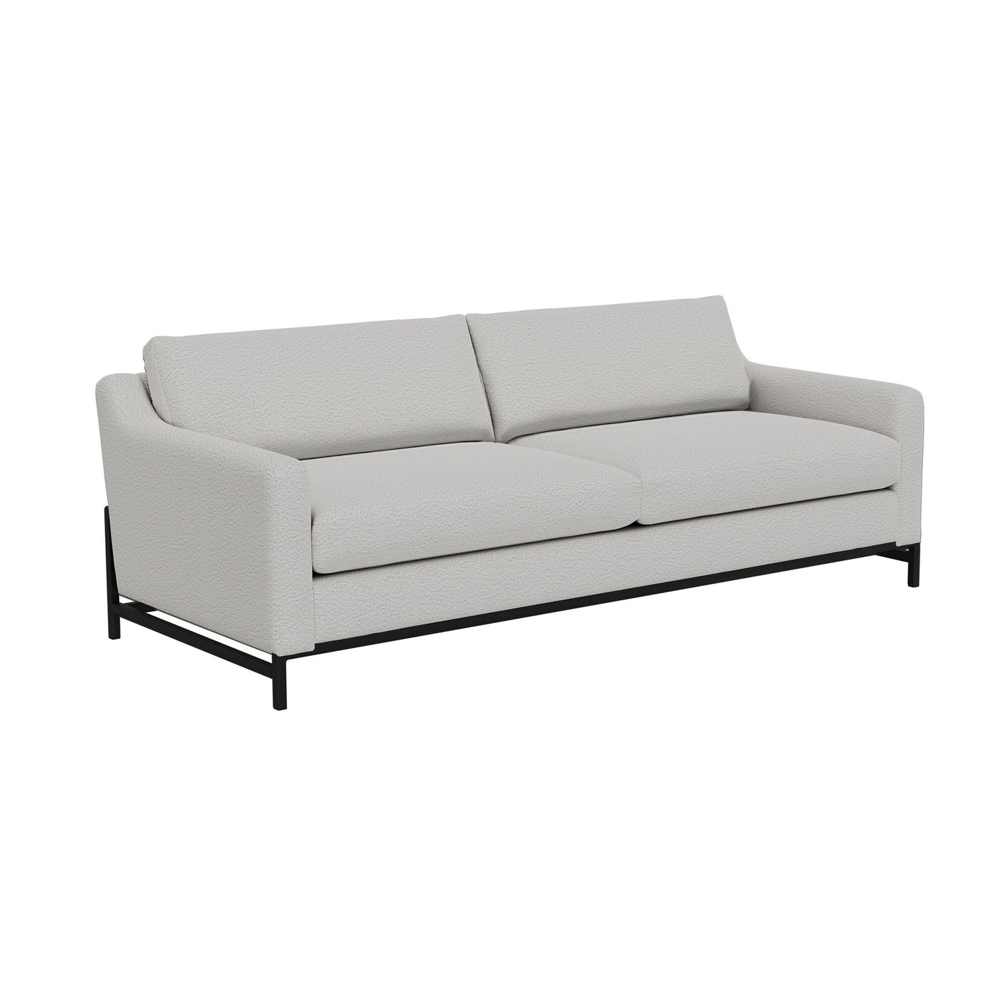 Raed Sofa, 2 Lumbar Pillows, 89 Inch, Solid Wood, Black, Ivory Polyester