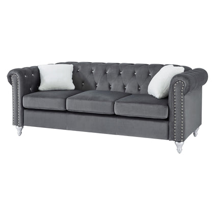 Raisa Microsuede Velvet Tufted Sofa