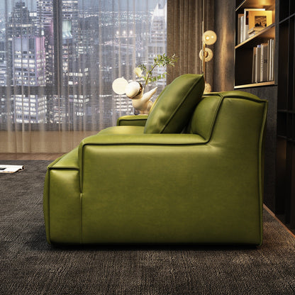 Recessed Arms Couch Leather Upholstered Sofa for Living Room-110.2W - 110.2 x 28.35