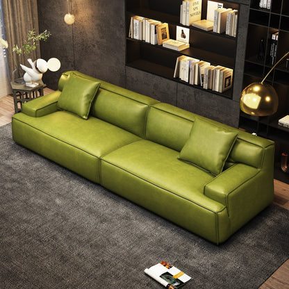 Recessed Arms Couch Leather Upholstered Sofa for Living Room-110.2W - 110.2 x 28.35