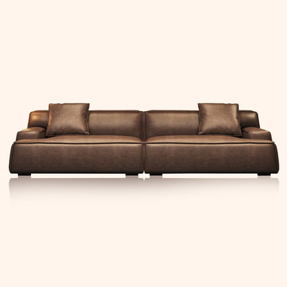 Recessed Arms Couch Leather Upholstered Sofa for Living Room-110.2W - 110.2 x 28.35