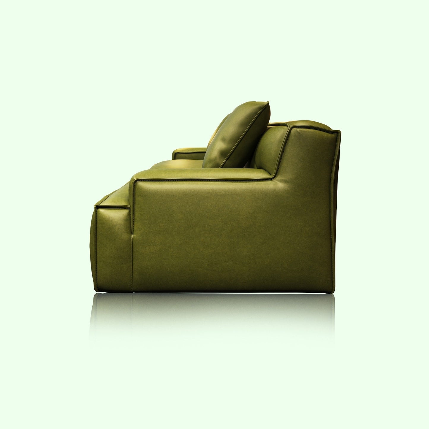 Recessed Arms Couch Leather Upholstered Sofa for Living Room-110.2W - 110.2 x 28.35