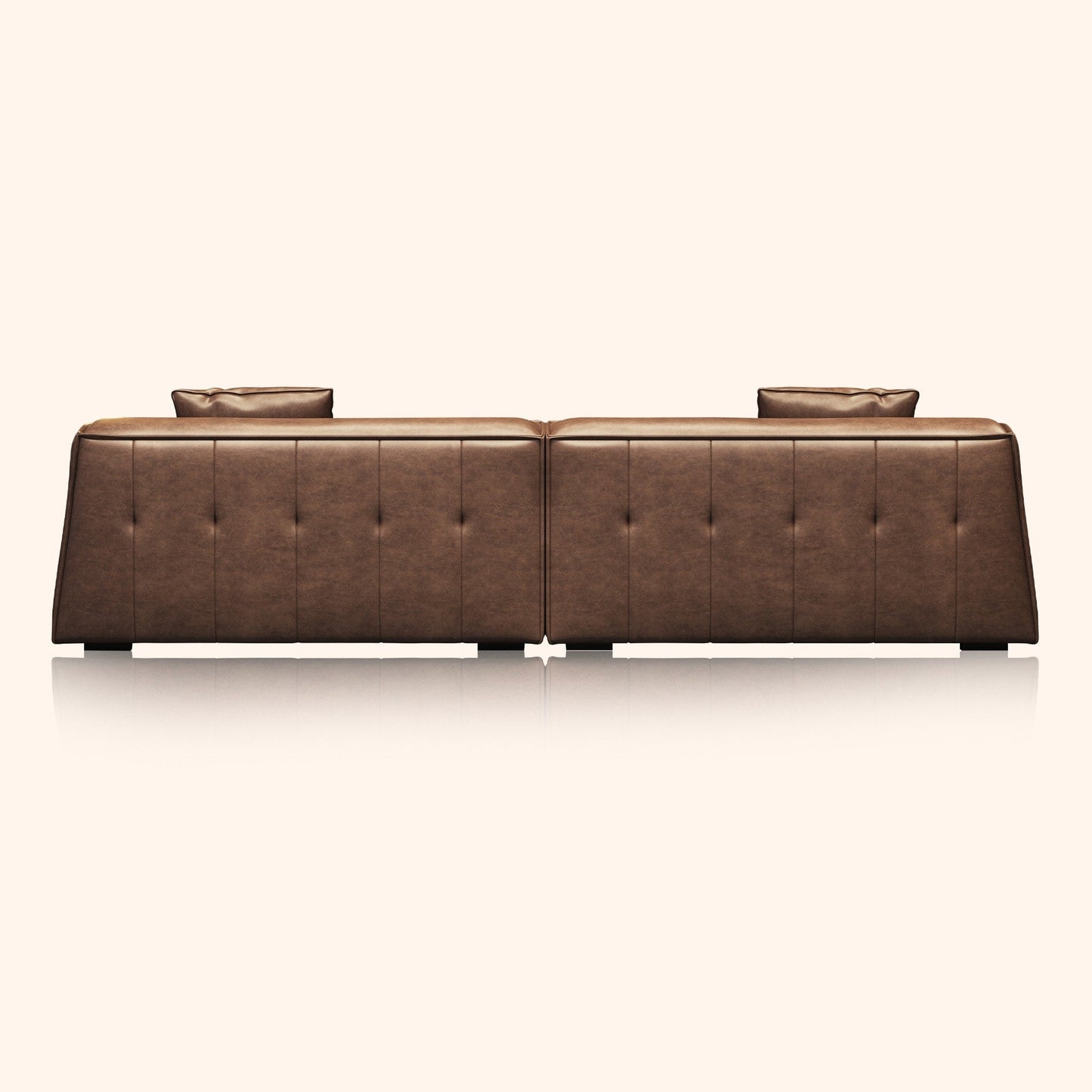 Recessed Arms Couch Leather Upholstered Sofa for Living Room-110.2W - 110.2 x 28.35