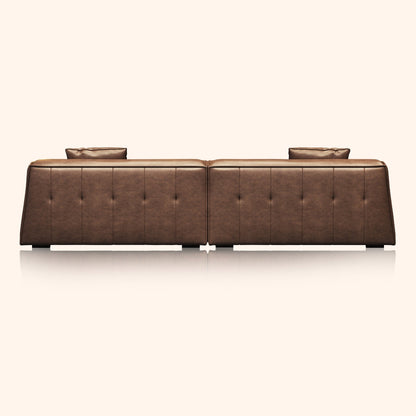 Recessed Arms Couch Leather Upholstered Sofa for Living Room-110.2W - 110.2 x 28.35