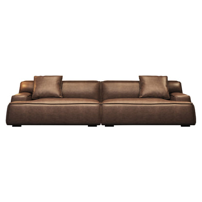 Recessed Arms Couch Leather Upholstered Sofa for Living Room-110.2W - 110.2 x 28.35