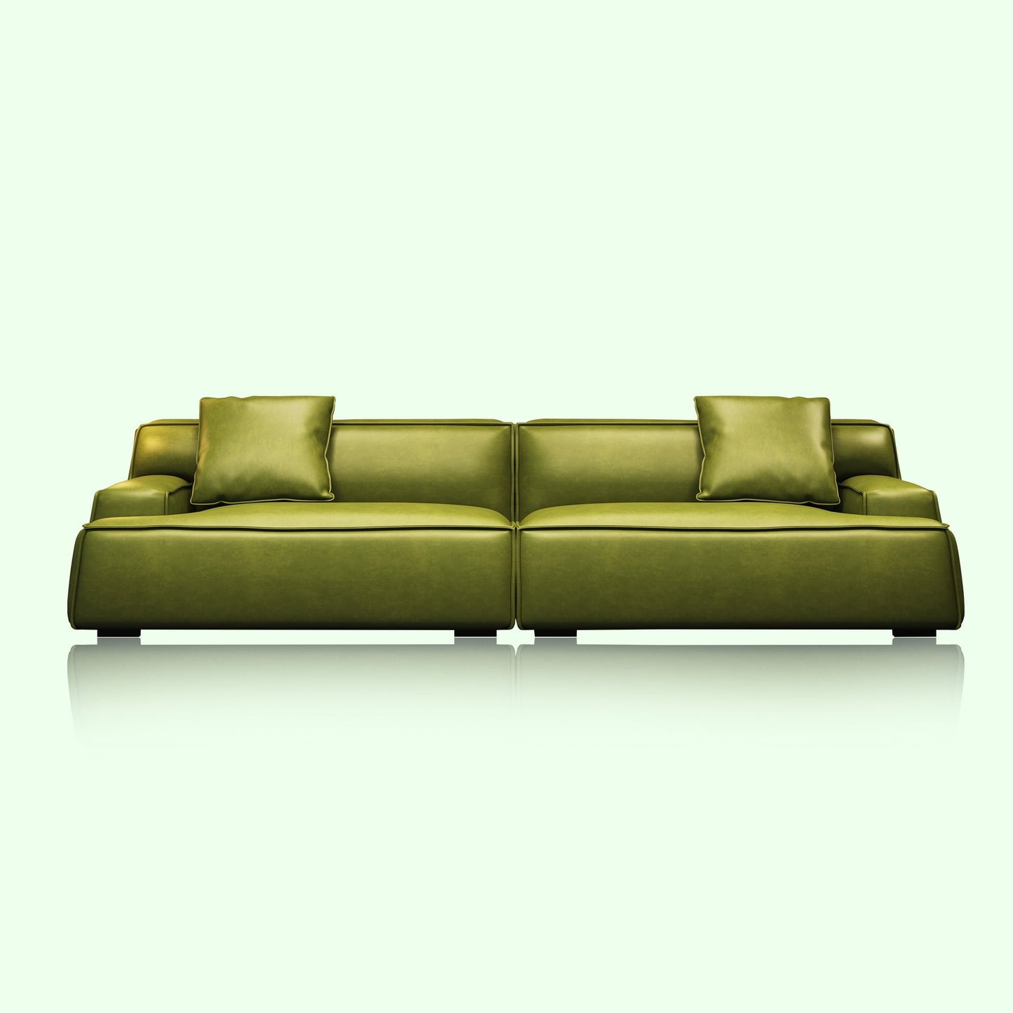 Recessed Arms Couch Leather Upholstered Sofa for Living Room-110.2W - 110.2 x 28.35