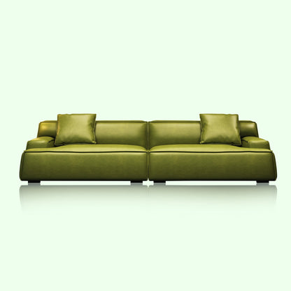 Recessed Arms Couch Leather Upholstered Sofa for Living Room-110.2W - 110.2 x 28.35