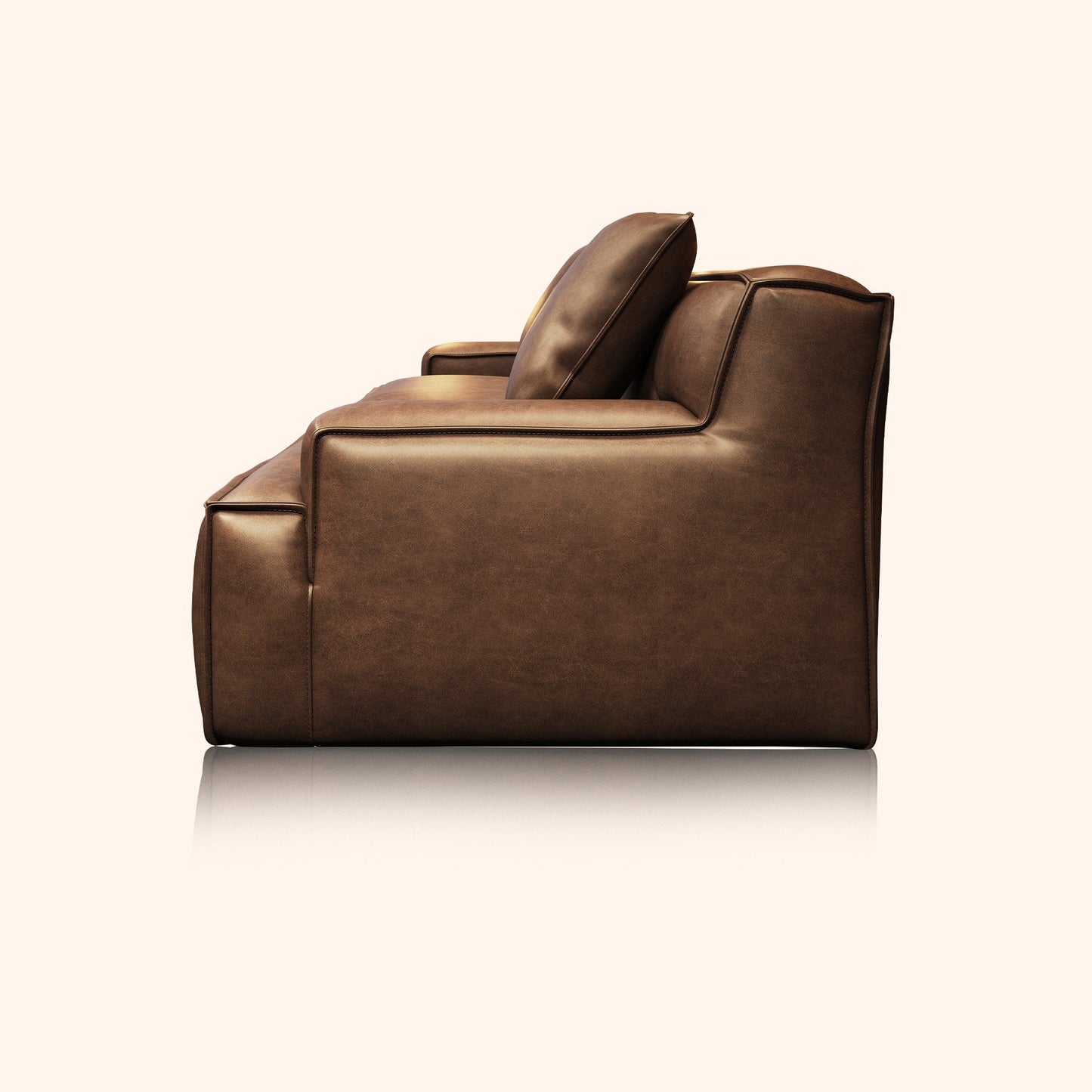 Recessed Arms Couch Leather Upholstered Sofa for Living Room-110.2W - 110.2 x 28.35