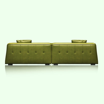 Recessed Arms Couch Leather Upholstered Sofa for Living Room-110.2W - 110.2 x 28.35