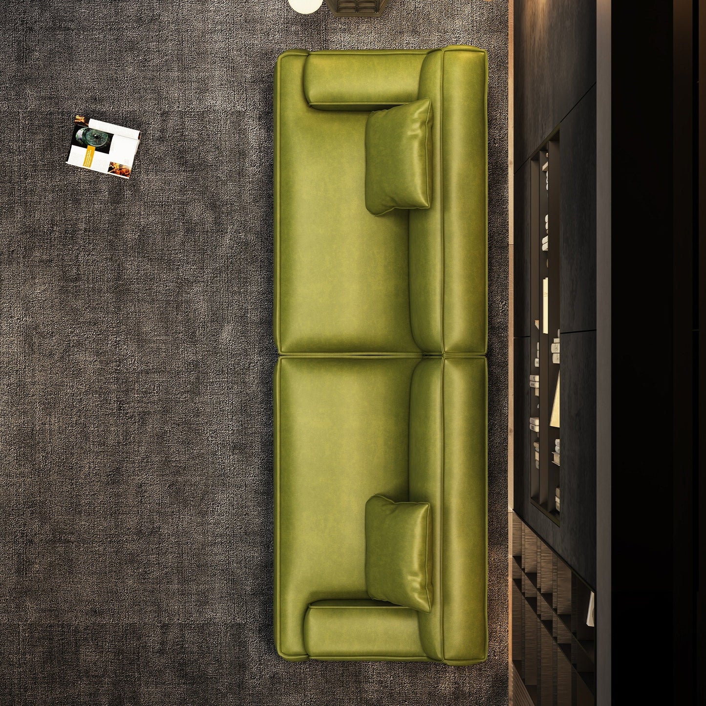Recessed Arms Couch Leather Upholstered Sofa for Living Room-110.2W - 110.2 x 28.35