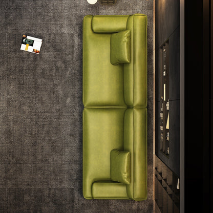 Recessed Arms Couch Leather Upholstered Sofa for Living Room-110.2W - 110.2 x 28.35