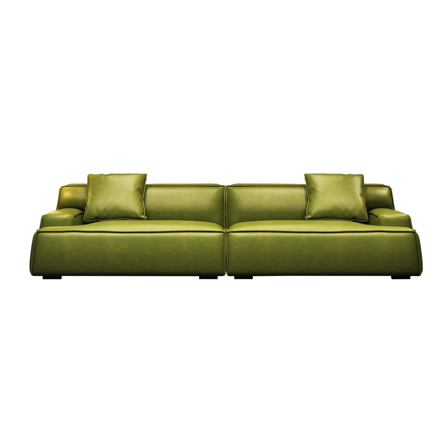 Recessed Arms Couch Leather Upholstered Sofa for Living Room-110.2W - 110.2 x 28.35