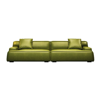 Recessed Arms Couch Leather Upholstered Sofa for Living Room-110.2W - 110.2 x 28.35
