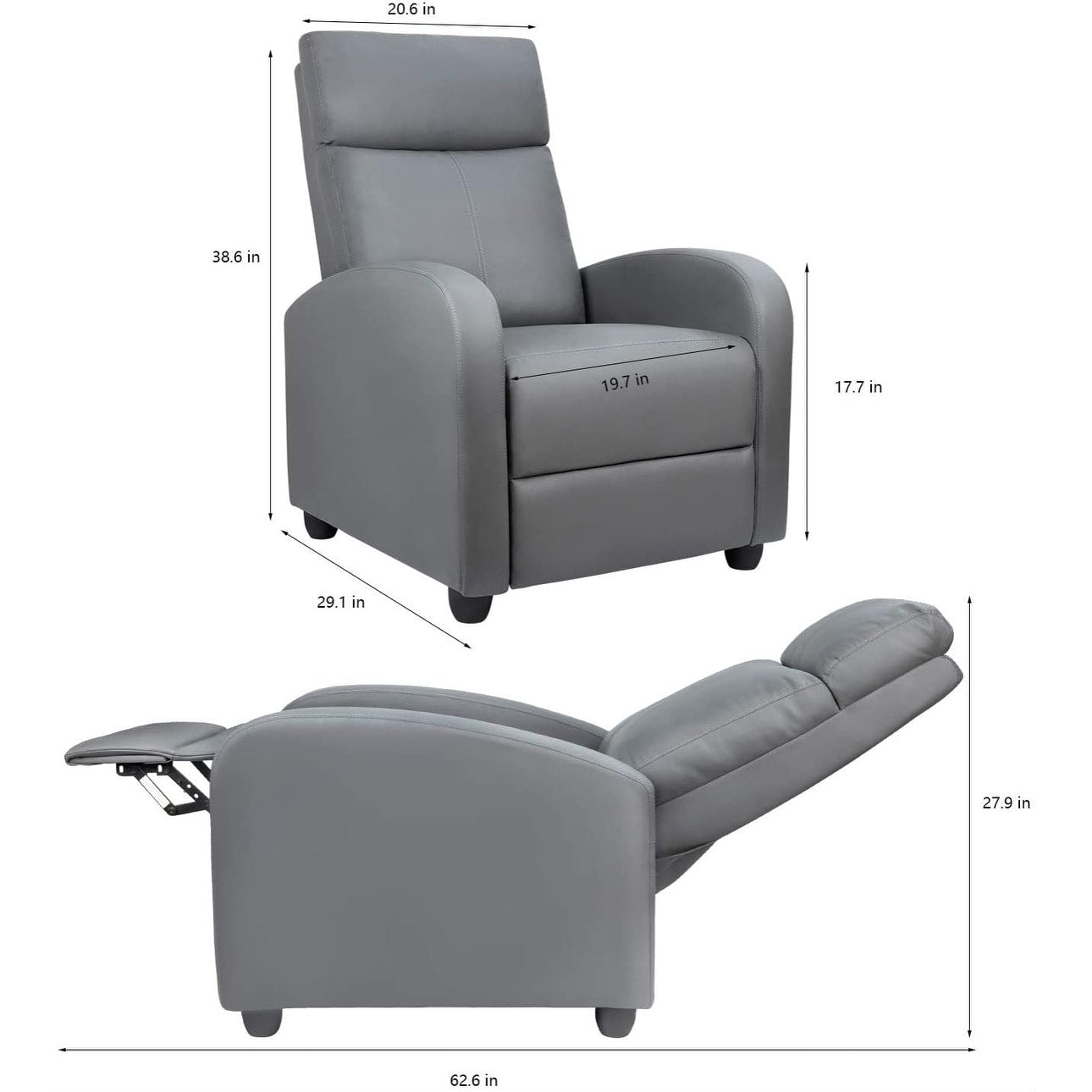 Homall Recliner Chair PU Leather Single Living Room Sofa Recliner