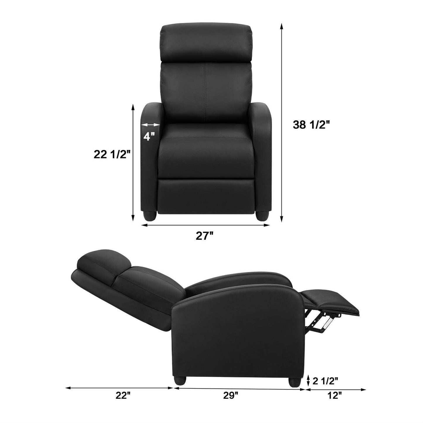 Homall Recliner Chair PU Leather Single Living Room Sofa Recliner