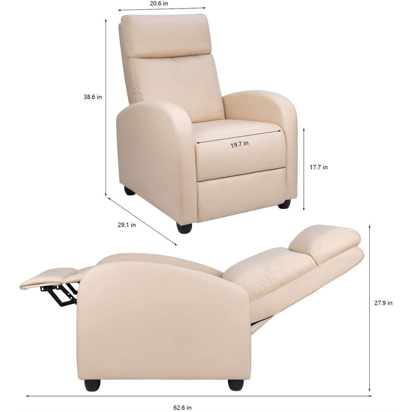 Homall Recliner Chair PU Leather Single Living Room Sofa Recliner