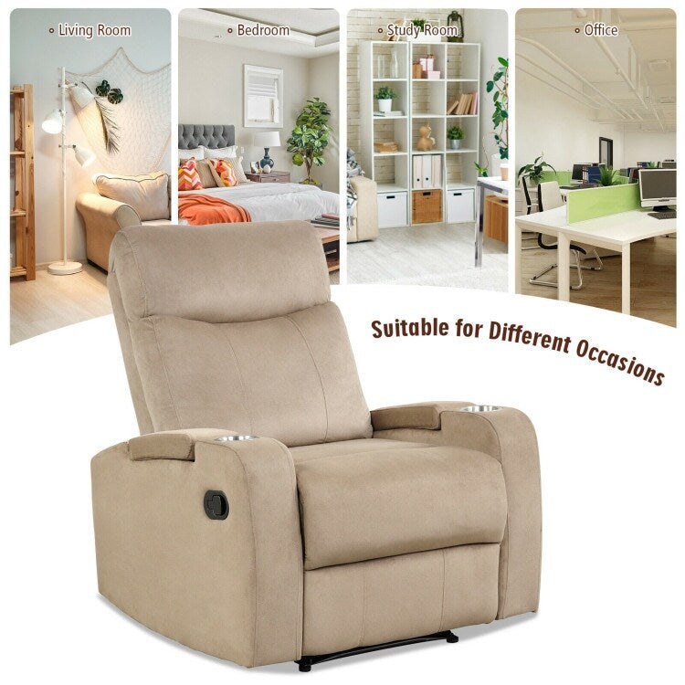 Recliner Chair Single Sofa Lounger with Arm Storage and Cup Holder for Living Room