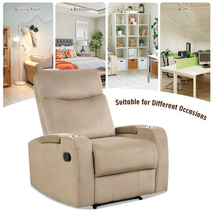 Recliner Chair Single Sofa Lounger with Arm Storage and Cup Holder for Living Room