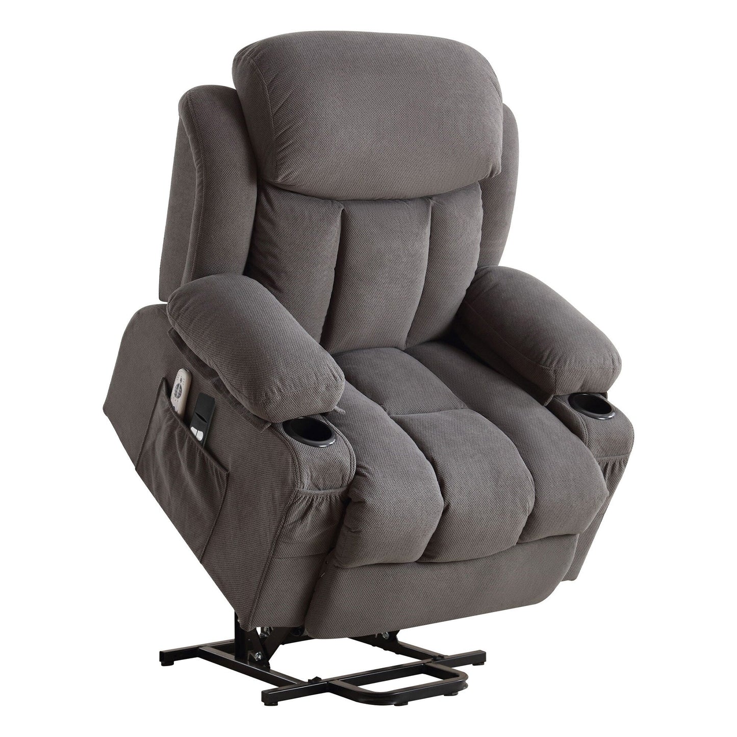 Recliner Chair with Heat and Massage Electric Fabric Recliner Chair with Side Pocket, USB Charge Port, Remote Control