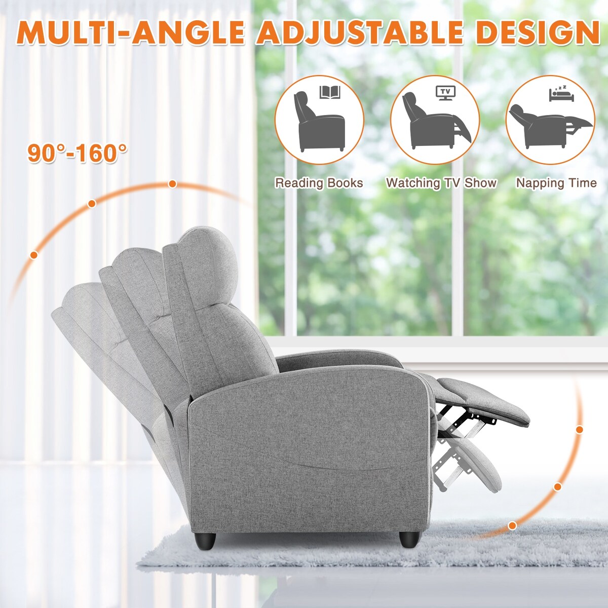Recliner Chair with Lumbar Support for Living Room