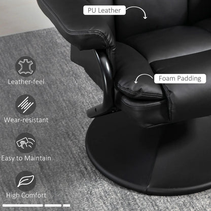 Recliner Chair with Ottoman Swivel, Faux Leather