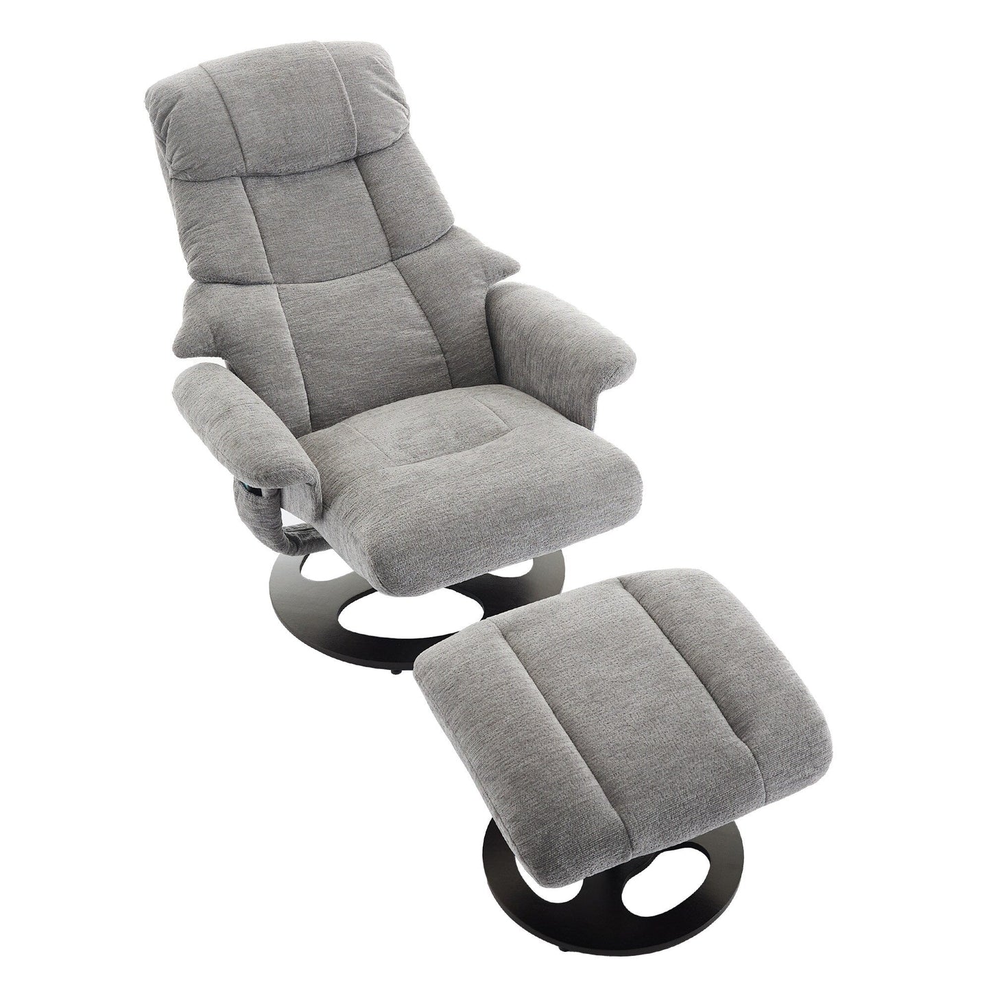 Recliner Chair with Ottoman, Modern 360° Swivel Lounge Chair with Footstool, Chenille Fabric, 5 Point Vibration Massage