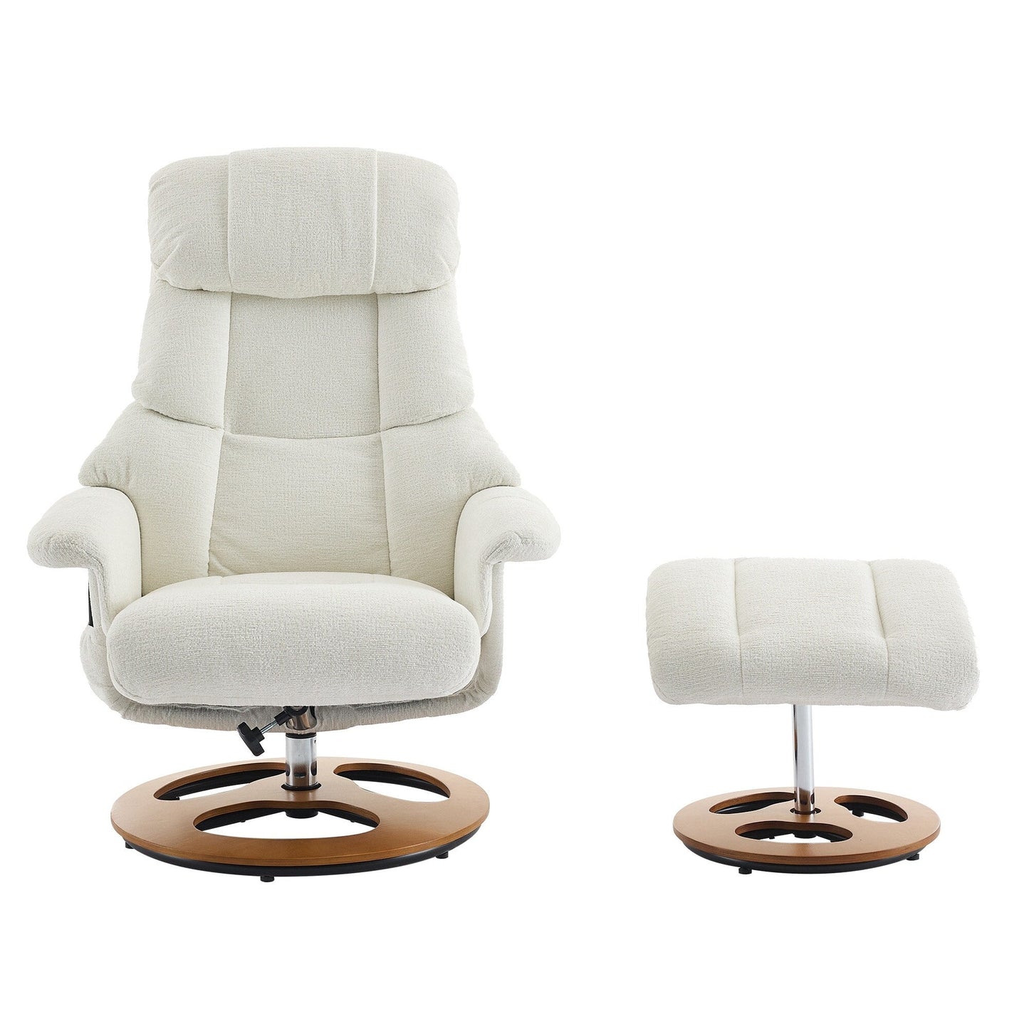 Recliner Chair with Ottoman, Modern 360° Swivel Lounge Chair with Footstool, Chenille Fabric, 5 Point Vibration Massage