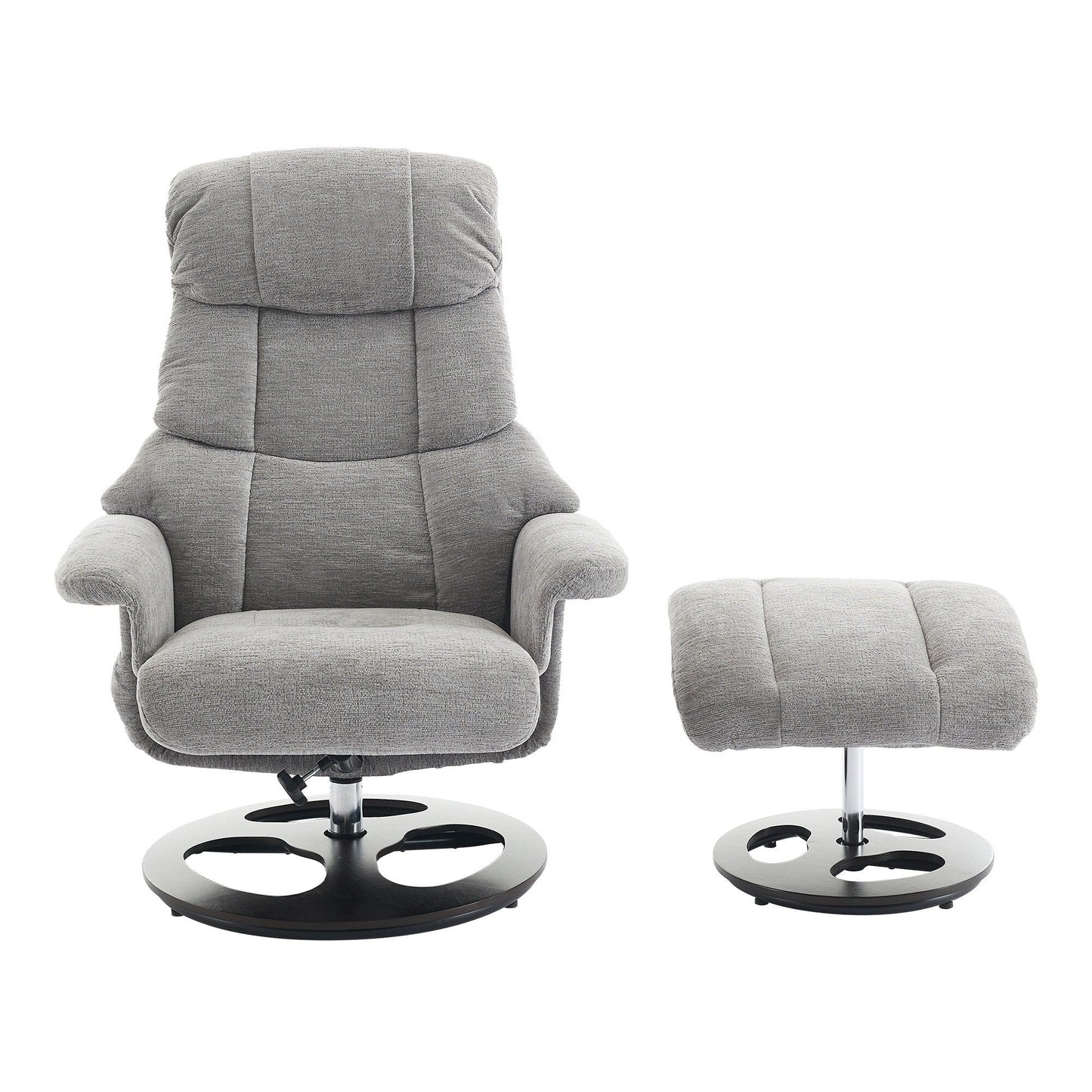 Recliner Chair with Ottoman, Modern 360° Swivel Lounge Chair with Footstool, Chenille Fabric, 5 Point Vibration Massage