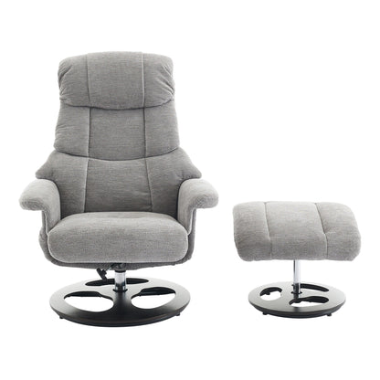 Recliner Chair with Ottoman, Modern 360° Swivel Lounge Chair with Footstool, Chenille Fabric, 5 Point Vibration Massage
