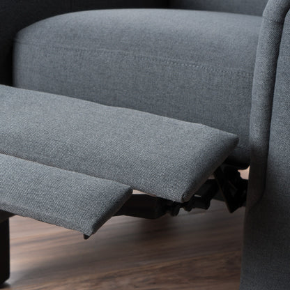 Recliner Chair with Push-Back Mechanism and Charcoal Upholstery - Modern Living Room Accent Piece with Easy-Care Fabric