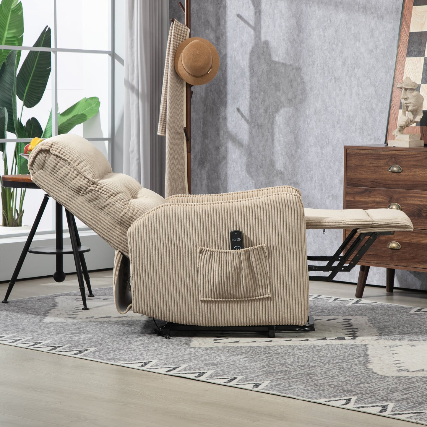 Recliner Chair, Electric Recliner Chairs for Adults, Side Pocket Power Reclining Chair Pocket Springs Seat Cushion