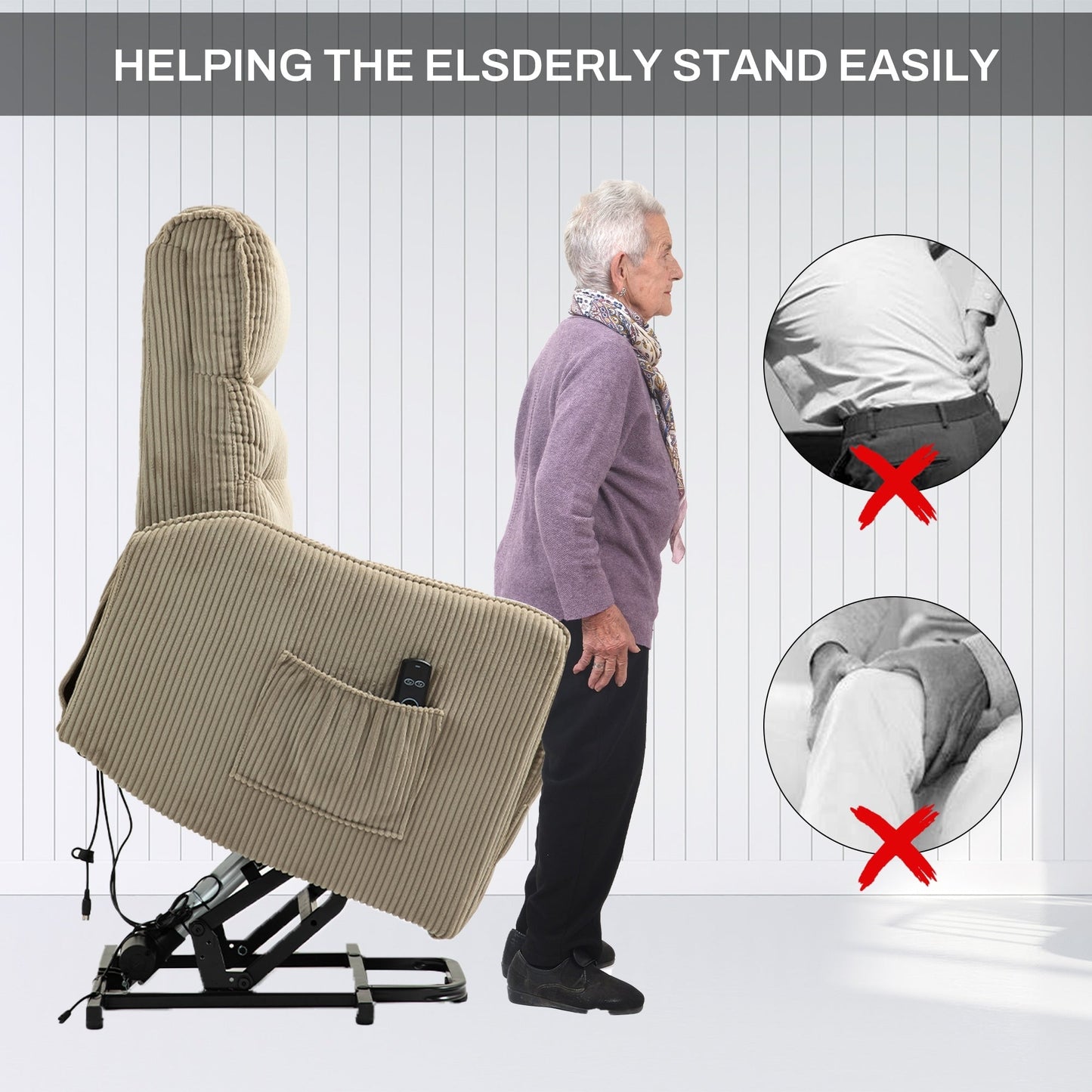 Recliner Chair, Electric Recliner Chairs for Adults, Side Pocket Power Reclining Chair Pocket Springs Seat Cushion