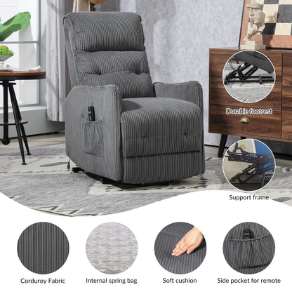 Recliner Chair, Electric Recliner Chairs for Adults, Side Pocket Power Reclining Chair Pocket Springs Seat Cushion