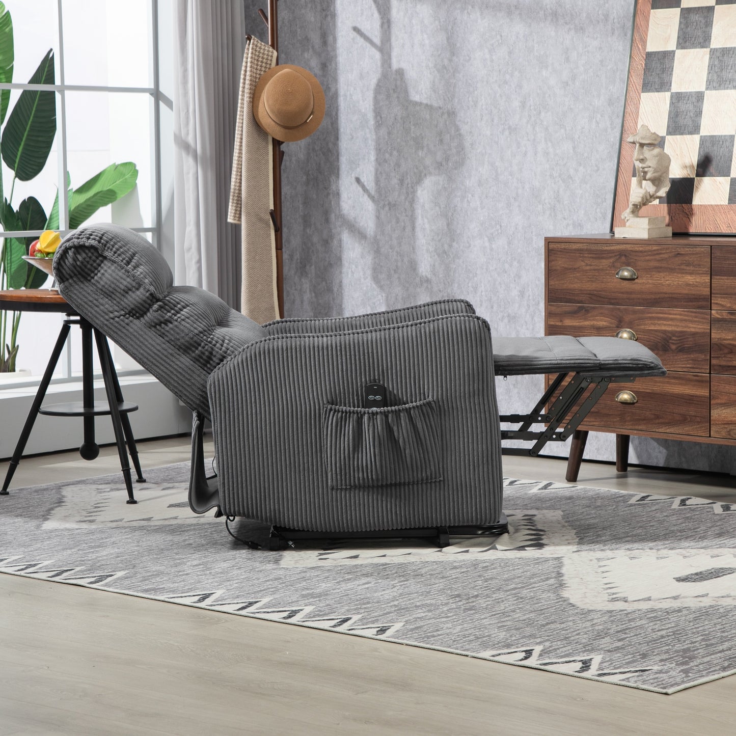 Recliner Chair, Electric Recliner Chairs for Adults, Side Pocket Power Reclining Chair Pocket Springs Seat Cushion