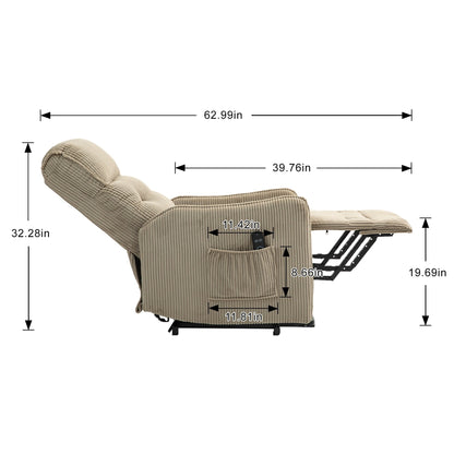 Recliner Chair, Electric Recliner Chairs for Adults, Side Pocket Power Reclining Chair Pocket Springs Seat Cushion