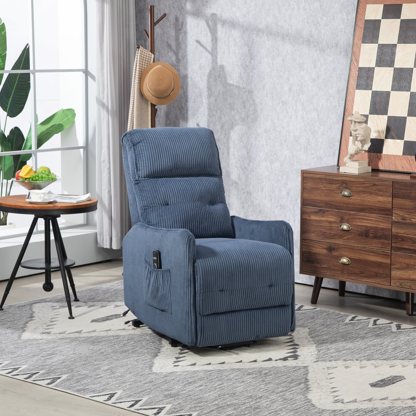 Recliner Chair, Electric Recliner Chairs for Adults, Side Pocket Power Reclining Chair Pocket Springs Seat Cushion