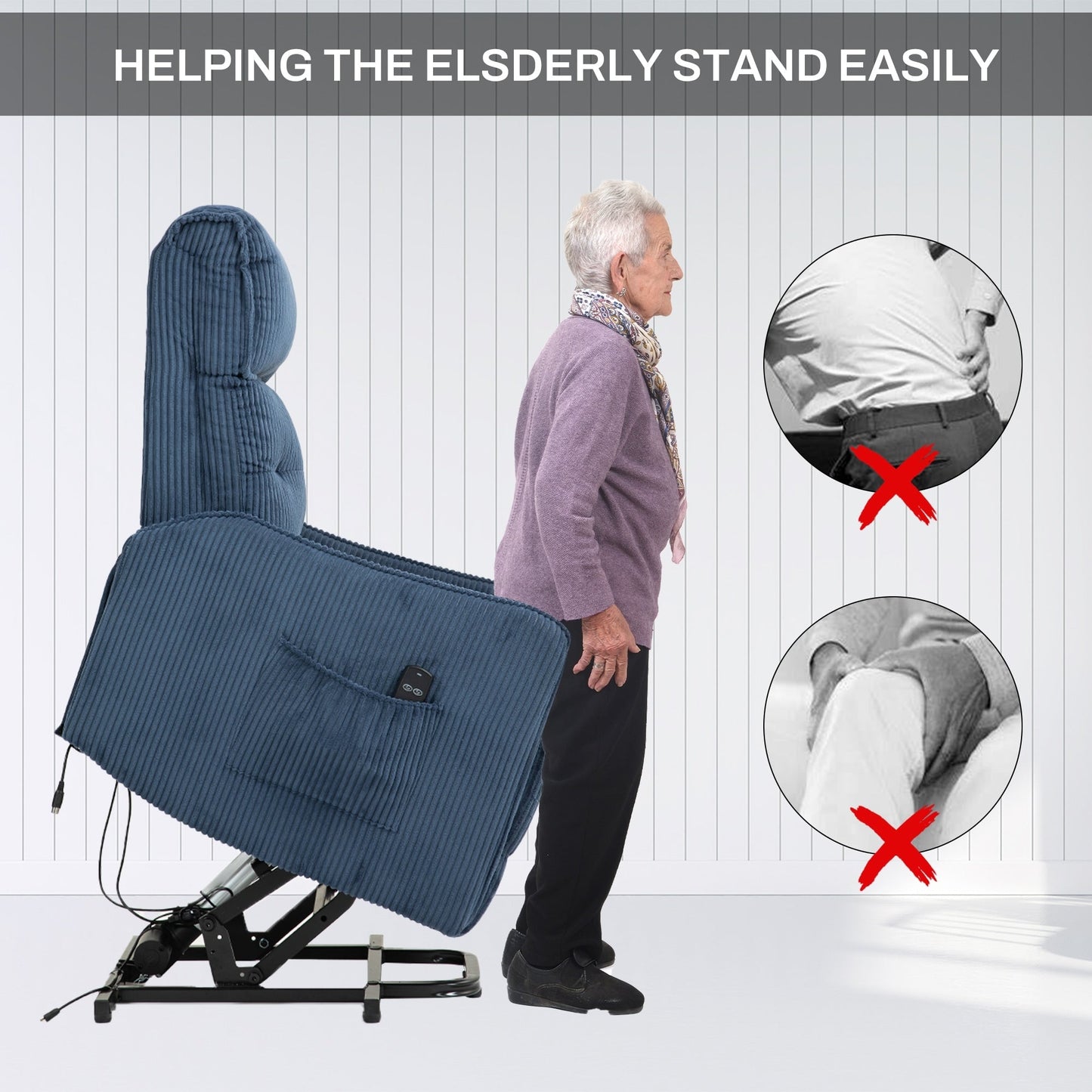 Recliner Chair, Electric Recliner Chairs for Adults, Side Pocket Power Reclining Chair Pocket Springs Seat Cushion