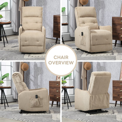 Recliner Chair, Electric Recliner Chairs for Adults, Side Pocket Power Reclining Chair Pocket Springs Seat Cushion